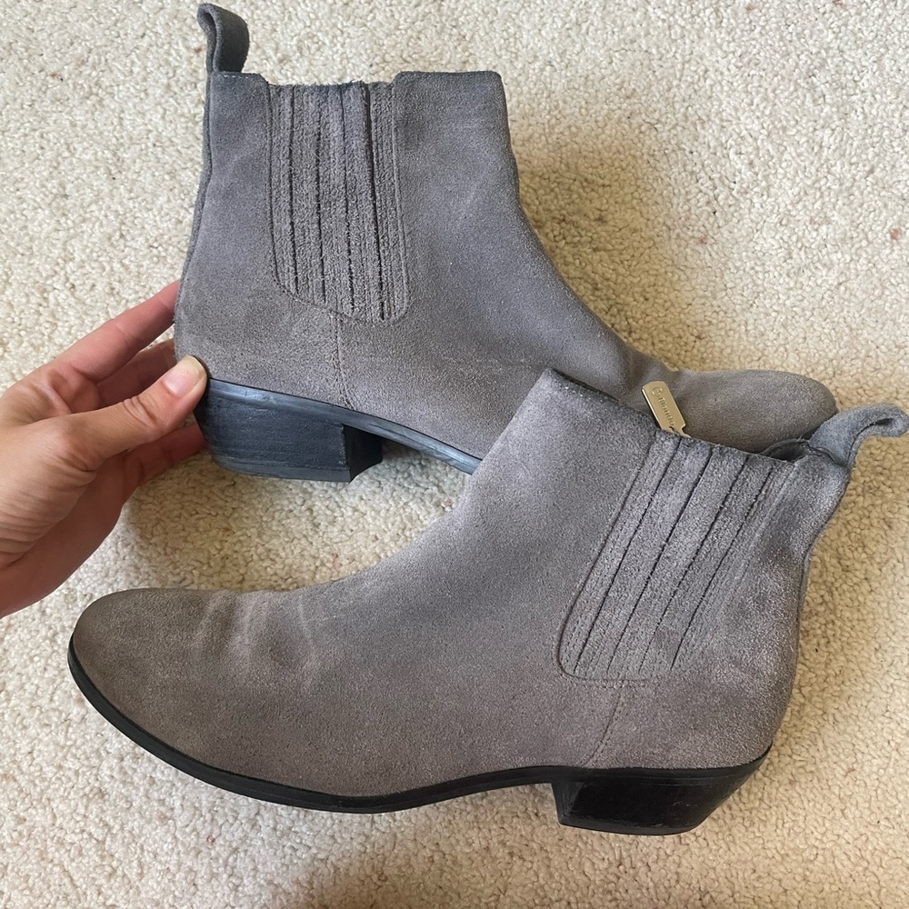 Blondo Gray Suede Ankle Booties